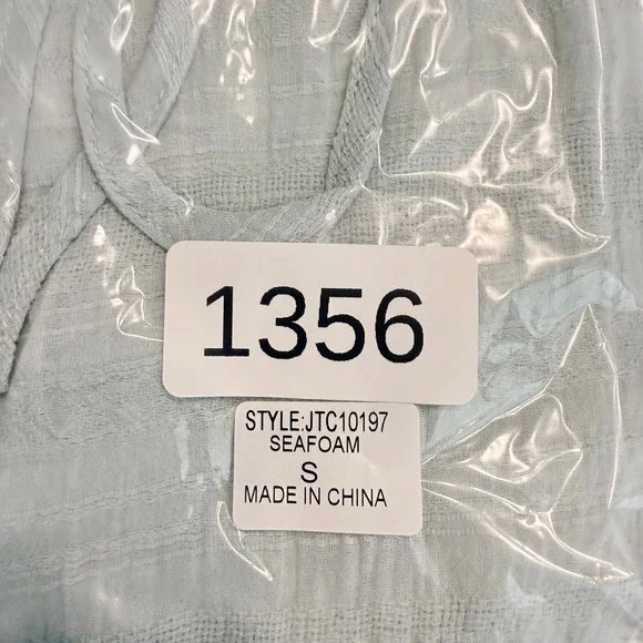 Promesa Crop Top Women Small Sea Foam Green NWT Tie Front Gauze Long Sleeve Boho - Picture 11 of 11